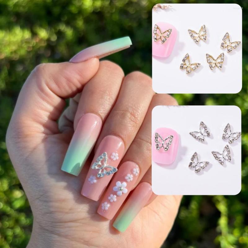 

Nail Art Decorations 10pcs Charms For Supply Hollow Butterfly Alloy Crystals Accessorie Decoration 3D Gold Color Rhinestones Charm