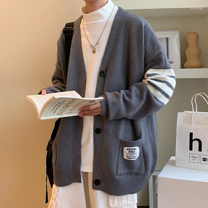 

Men' Sweaters Korean Fashion Autum Brand Knitted Men Cardigan Sweater Black Casual Coats Jacket Mens Clothing 2022, White