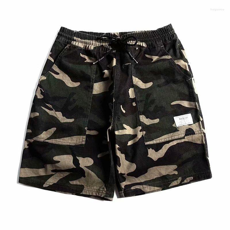 

Men's Shorts Summer Men's Cargo Hiking Camping Teengers Desert Camouflage Overalls Japanese Retro Loose Casual Short Trousers, Army green