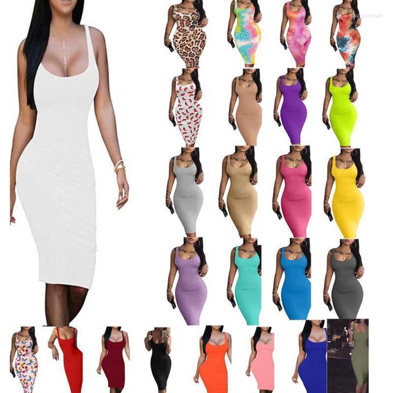 

Casual Dresses Colors Option Women Sundress Sexy Summer Female High Stretch Elastic Sleeveless Bodycon Mini Party Dress Vestidos WDC1070Casu, Red