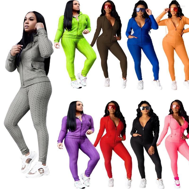 

Women' Two Piece Pants Zaggin 2022 Autumn Fashion Perlage Solid 9-colors Sets 2-pieces Full Sleeve Hooded Casual Sports Suit Bodycon Long, Purple-9