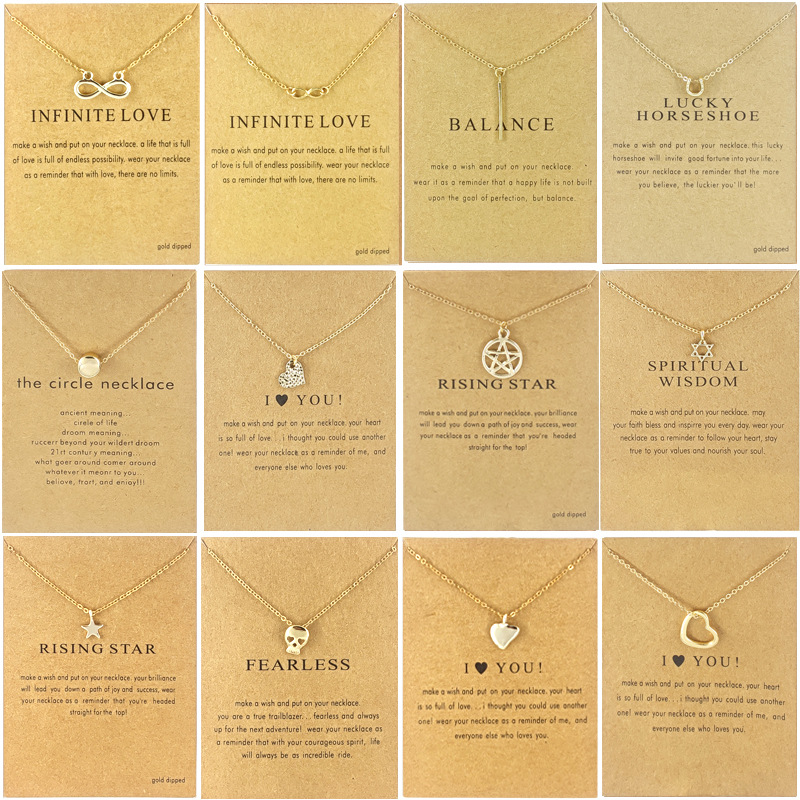 

Hollow Love Heart Pendant Necklace for Women Wedding Jewelry Gold Plated Star Horseshoe Charm Choker Necklaces