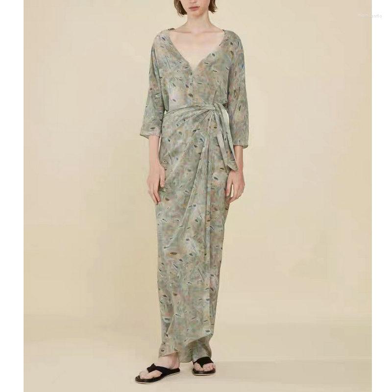 

Women's Down LKAIS 2022 SS SPAIN STYLE WOMENS LOOSE FIT FLOWERS LONG DRESSES