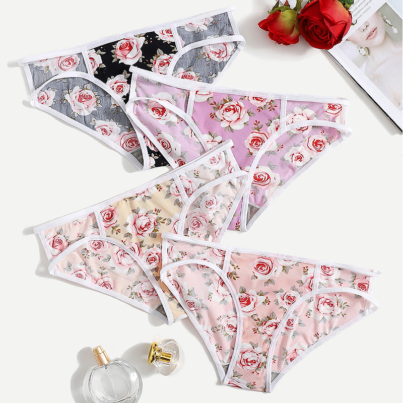 

Changlizi Traceless Women' G-string Pants Thin mid waist sweet comfortable antibacterial breathable high elastic hip panties C913, 4 piece set