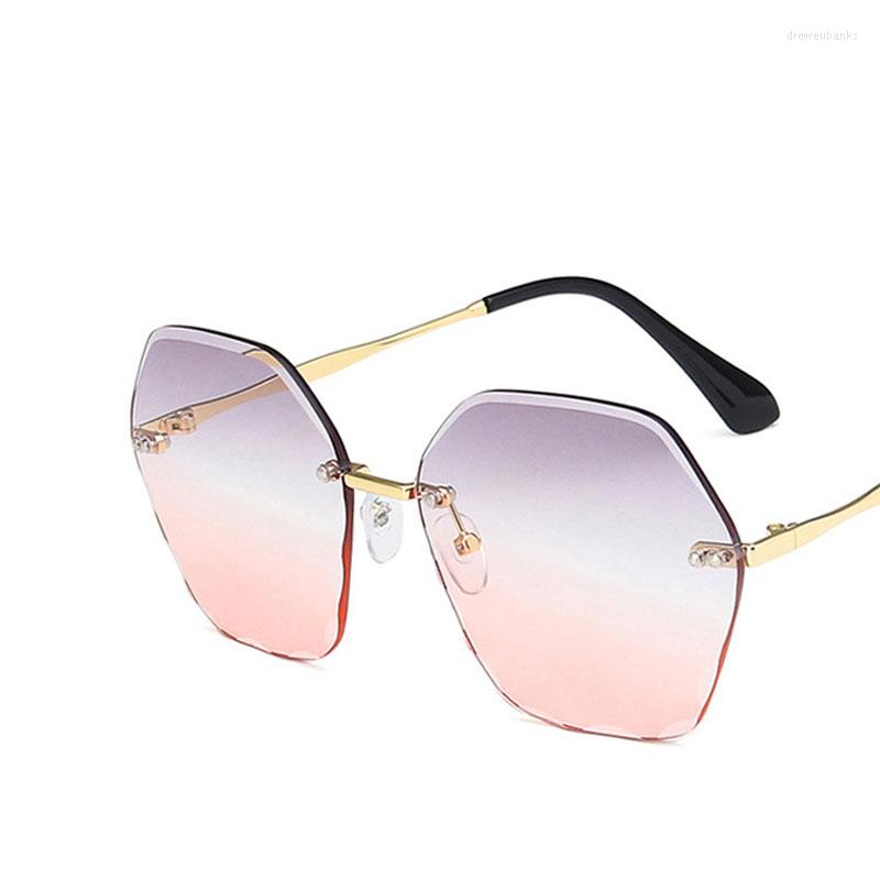 

Sunglasses Simple Square Rimless Women Men Metal Mirror Ocean Lens Goggle Brand Sun Glasses Feminino UV400