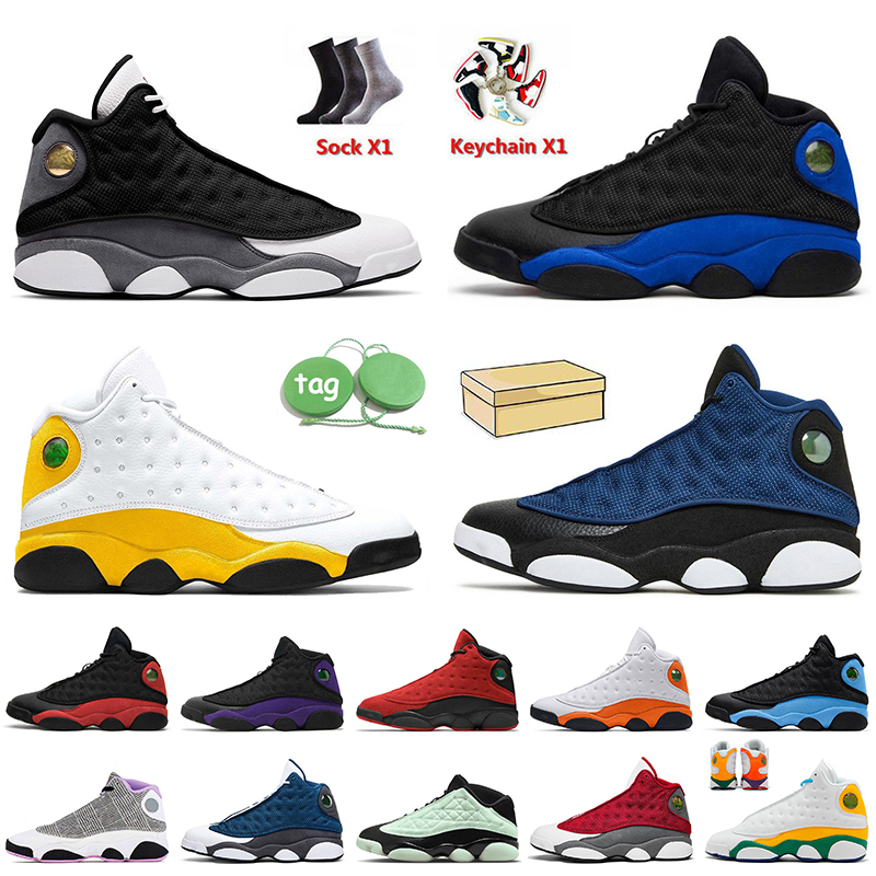 

With Box Jumpman 13 Basketball Shoes Black Flint 13s Navy Hyper Royal Del Sol Court Purple Playground Starfish Women Mens Trainers Sports Sneakers, D36 cap and gown 40-47