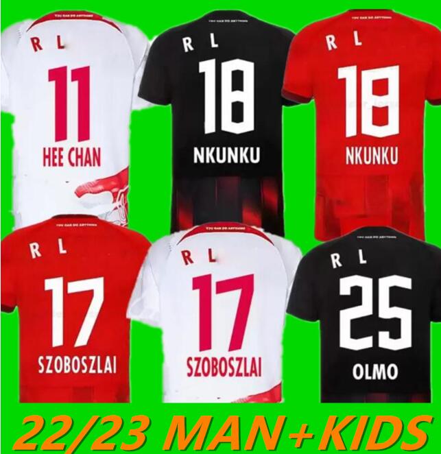 

22/23 RBL Soccer Jerseys Leipziges SILVA NKUNKU SZOBOSZLAI POULSEN 2022 2023 ANGELINO ADAMS OLMO KLUIVERT HAIDARA LAIMER MORIBA Men Kids Kits sock Full sets 817, Kids size