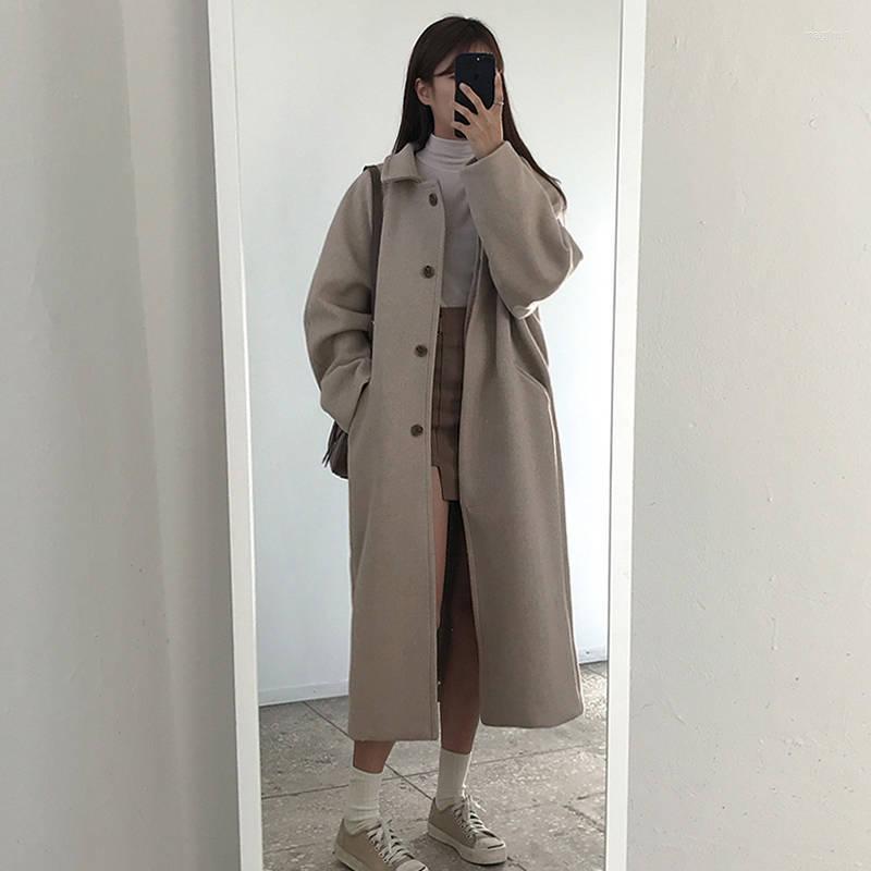 

Women's Wool Woolen Coat For Female Thick Winter Students Korean Short Plus Velvet Mid-length Woman Parkas, Gray