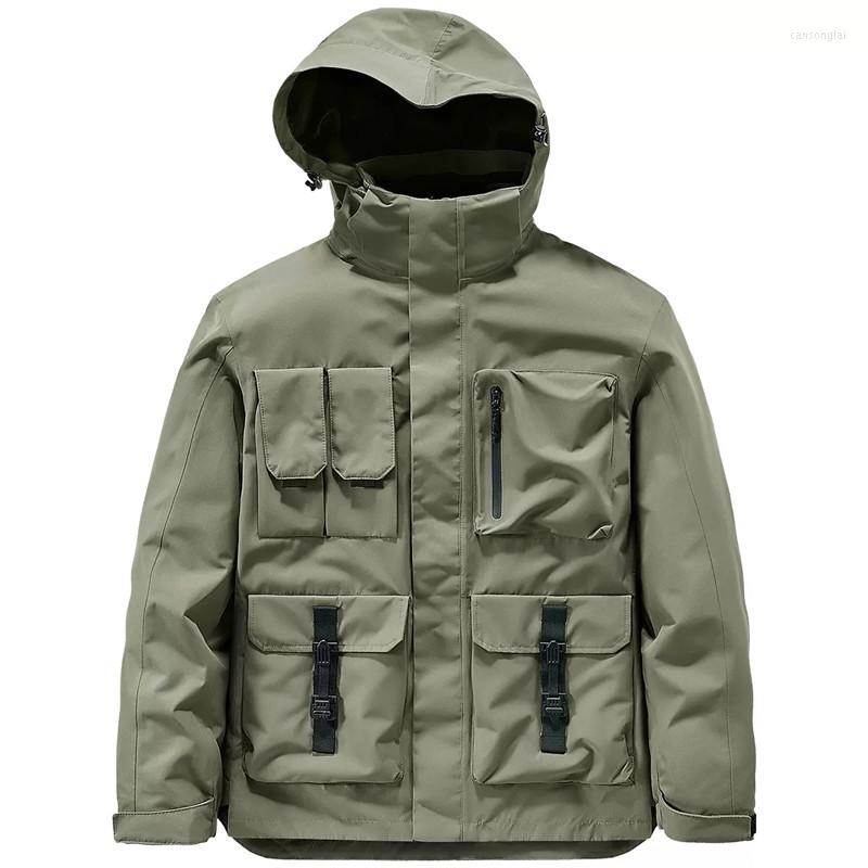 

Men's Jackets Mens Fashion Techwear Jacket Outdoor Climbing Hikking Trekking Coat Waterproof Tactical Outerwear With Removable Fleece Liner, Beige