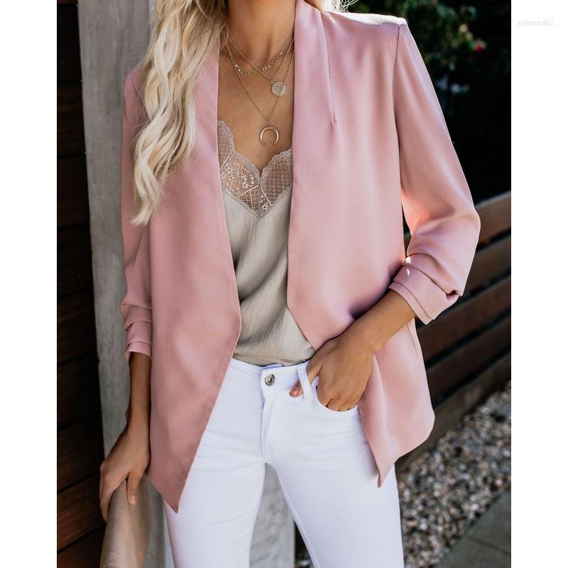 

Women's Suits Fashionable Women's Body Dress Long-sleeved Solid Color All-match Small Suit Jacket Simple Temperament Style, Pink