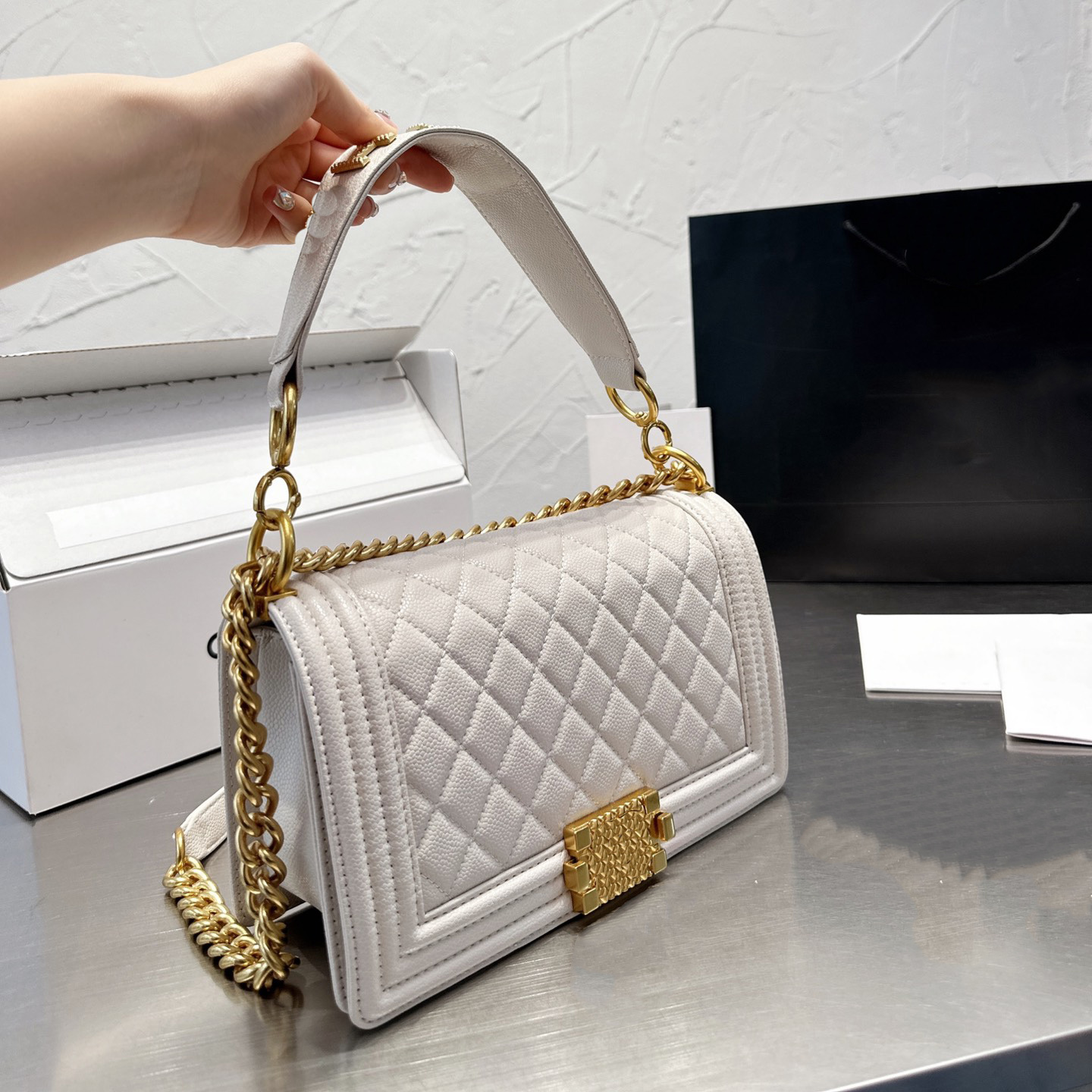 

Vintage bag Genuine Leather Bags Women Bag Classic Chainbag Scrub Cross-Bag Brand Fashion Lady Shoulder-bags Woman Box Hot Handbag Luxuries Totes Female Pocket, Freight