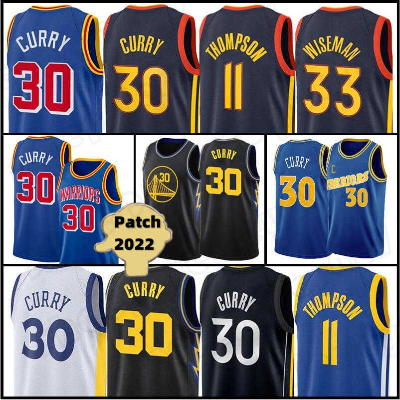 

Jersey Basketball''nba''Golden State''Warriors''Stephen 30 Curry Klay 11 James Thompson Wiseman Mens 2022 New Black Blue S-XXL, Men jersey