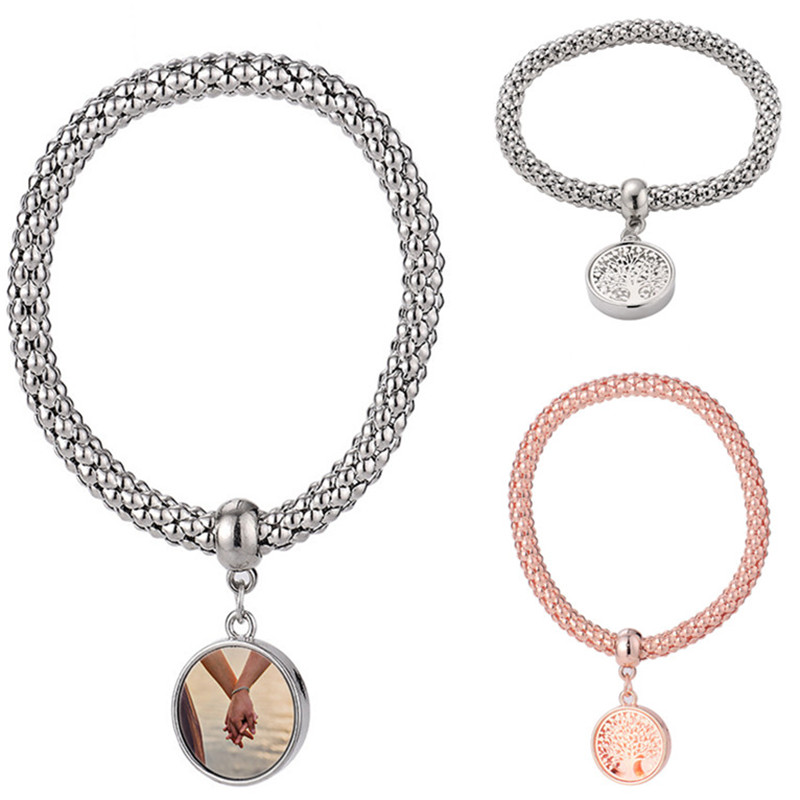 

DIY sublimation blank mens bracelet for woman transfer printing alloy round silver rose gold bracelet Couples Bracelets Valentines Day Souvenir Family Gift