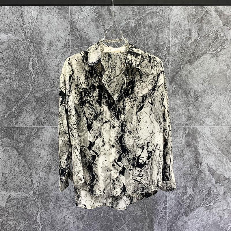 

Men's Casual Shirts SM07653 Fashion Men's 2022 Runway Luxury European Design Party Style Clothing, Picture shown