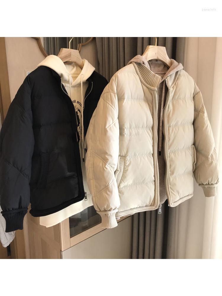 

Women' Trench Coats 2022 Women Solid Color Stand Neck Patchwork Warm Jacket Outer Baggy Long Sleeve Thick Cotton Padded Coat Autumn Winter, Beige