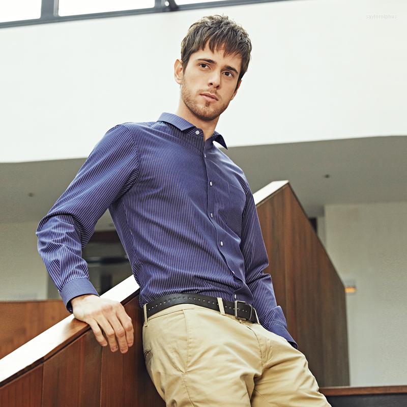 

Men's Casual Shirts Smart Men Shirt Long Sleeve Cotton Striped Summer Autumn Business Clothes Size -6XL, Sfl5a380 light blue