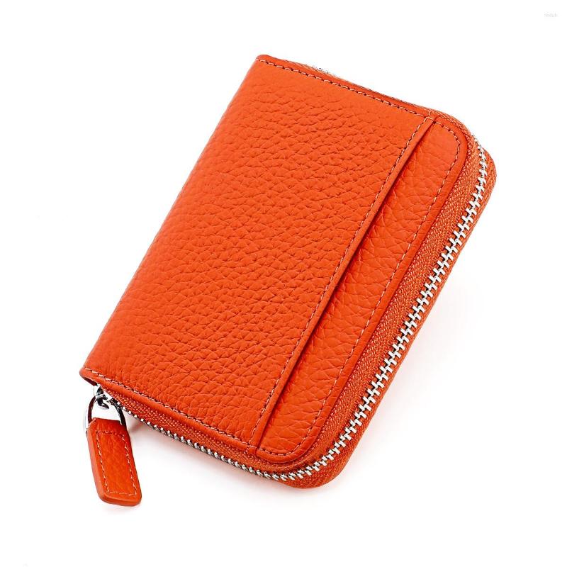 

Card Holders Leather RFID Holder Luxury Women's Zipper Wallet Change Pouch For Female Credit ID Bank Woman Coin Purse, Blue