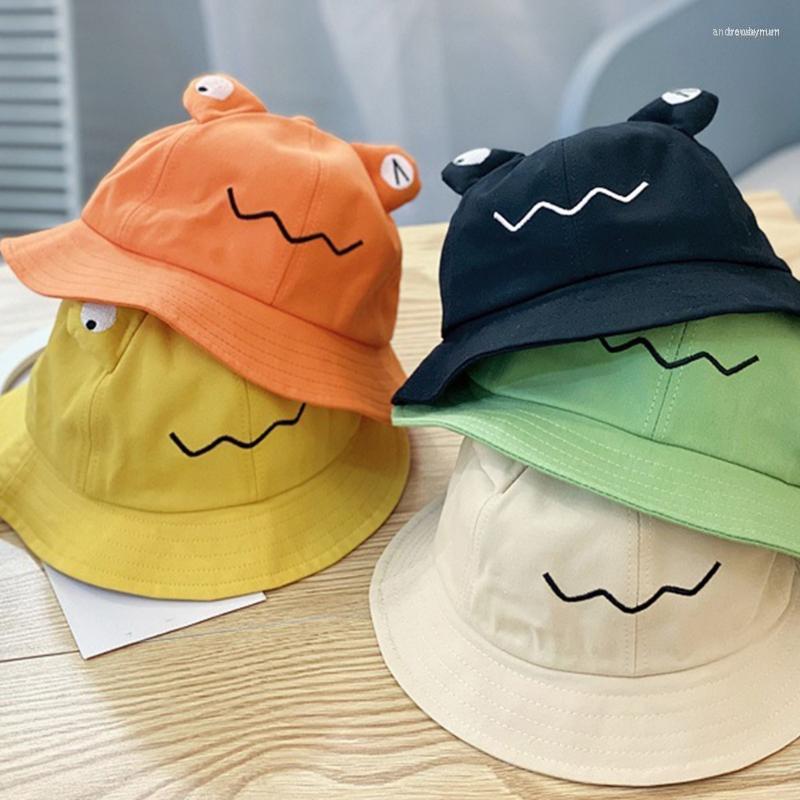 

Berets Toddler Kids Baby Cute Cartoon Frog Eyes Bucket Hat Wide Brim Sun Protection Solid Color Foldable Beach Fisherman Cap, Pk