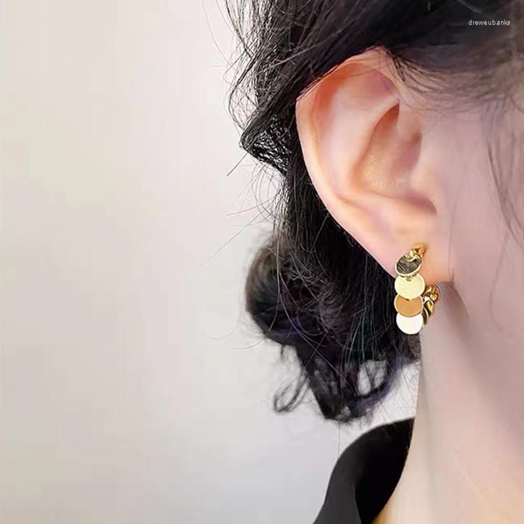 

Backs Earrings 2022 Fashion Clip Love Sequin Ear Women's Korean Silver Plated Studs