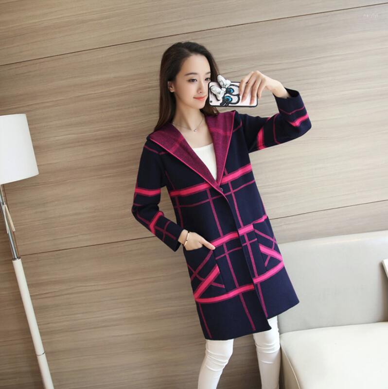

Women' Trench Coats Women' Long Fashion Knit Female Autumn Winter Cardigan Outwear Loose Color Tops Hooded Office Overcoat -3xl, As photo 1