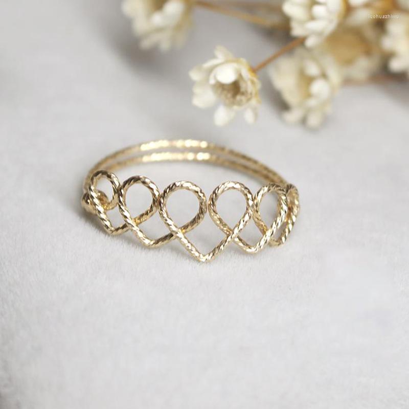 

Cluster Rings Handmade Heart Shape Gold Filled Jewelry Birthday Gift Boho Anel Anillos Mujer Bague Femme For Women