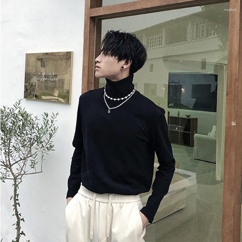 

Men's Hoodies Autumn Winter High Neck Long Sleeve Men Sweatshirts Harajuku Casual Fashion Black White All-match Base T Shirts Handsome