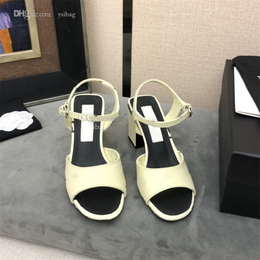 

Classic High Heeled Sandals Party Fashion Leather Women Dance Shoes Designer Sexy Heels Thick Shoes Channel DGFCFdd