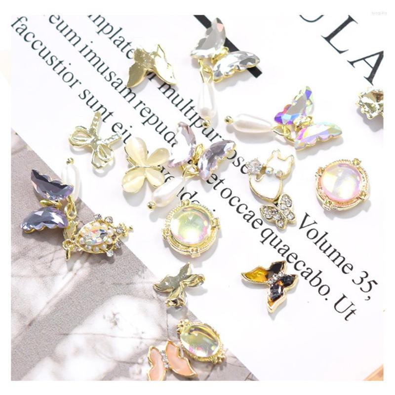 

Nail Art Decorations 10pcs Butterfly Luxury Rhinestone Alloy Border Nails Charms Accessories Aurora Gem 3D Manicure Jewelry#J059