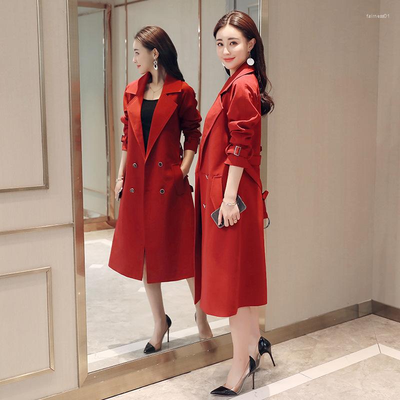 

Women' Trench Coats High End Ms. Windbreaker In The Long Section 2022 Spring And Autumn Slim Slimming Temperament Solid Color Coat, Black