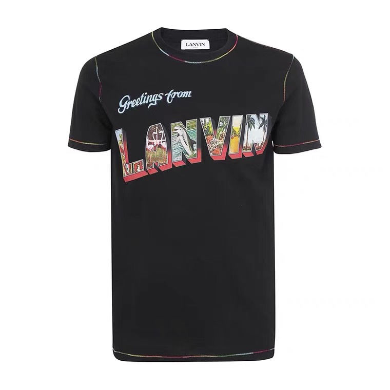 

Men T Shirt Women lanvin Short Sleeved Tee Letter Printed Cotton Round Neck, White