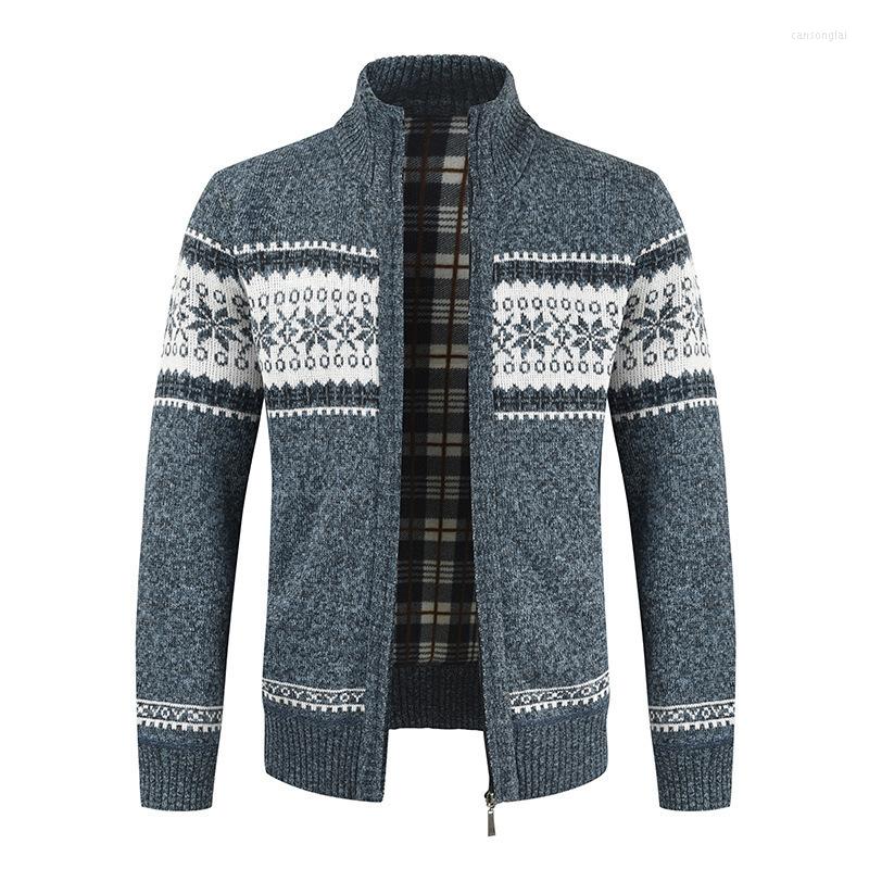 

Men's Jackets ZOGAA Winter Thick Men's Knitted Sweater Coat Off Long Sleeve Cardigan Fleece Full Zip Male Causal Plus Size Clothing For, Blue