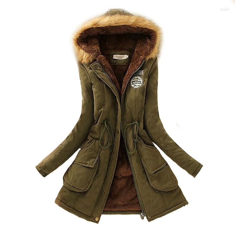 

Women's Trench Coats 2022 Parka Women Jacket Winter Coat Warm Hooded Female Long Parkas 16 Color, Black