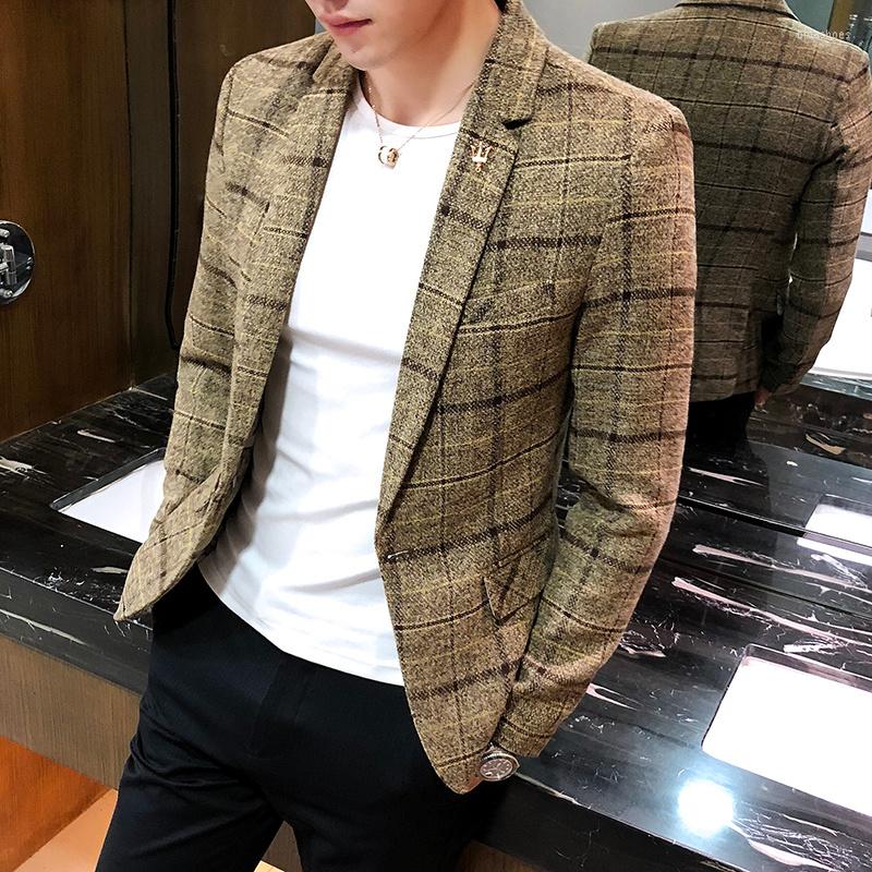 

Men's Suits Fashion Brand Men's Suit Jackets Autumn Slim Fit One Button Blazer Stylish Formal England, Gray