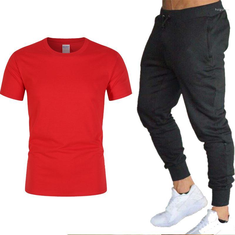 

Men' Tracksuits Brand T Shirt Men Sets Fashion Summer Cotton Short Sleeve Sporting Suit T-shirt Trousers Mens 2 Pieces Casual Clothing