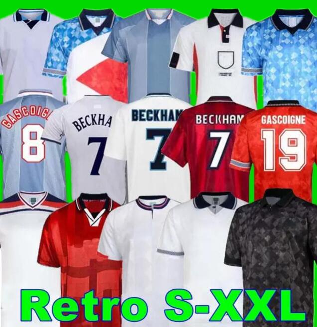 

1982 1994 1998 2002 1996 2008 1989 England soccer jerseys Blackout kits BECKHAM GERRARD GASCOIGNE OWEN Retro football shirt BARNES 1990 mash up FOWLER ROBSON SCHOLES, 1998 home