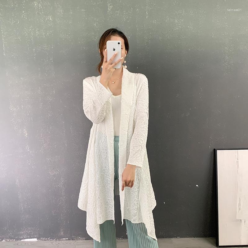 

Women's Trench Coats White Coat For Women 45-75kg 2022 Autumn Solid Color Wrist Length Sleeves Loose Stretch Irregular Outerwear