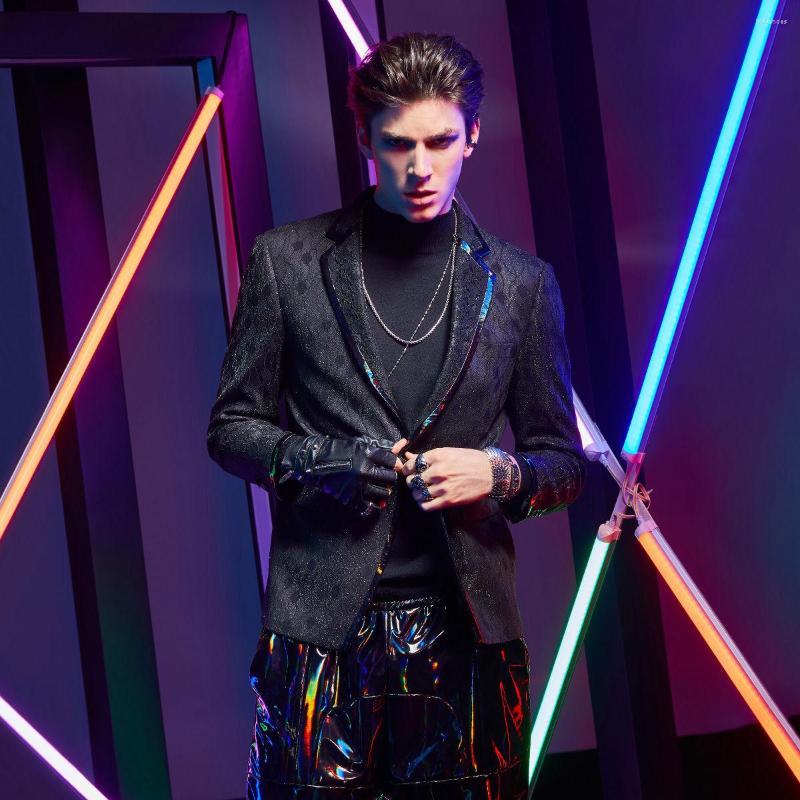 

Men's Suits Men Black Suit Blazer Single Breasted Mens Jacket NightClub Stage Prom Show Singer Costume Homme, As shown