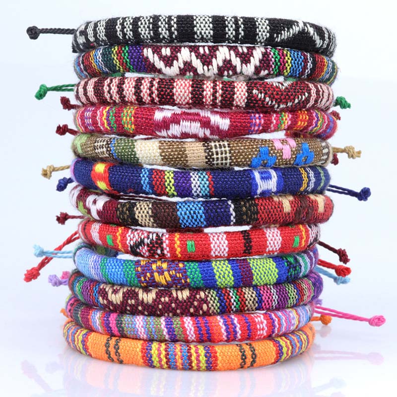 

26 Colors Colorful Bohemia Fabric Charm Bracelets Handmade Line Bracelet Lucky Friendship Hand Strap Mixed Wholesale