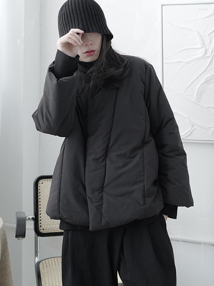 

Women' Down UMI MAO 2022 Winter Yamamoto Style Japanese Art Short Nine-Sleeve Cotton Jacket Coat Women Casual Loose Outwear, Black