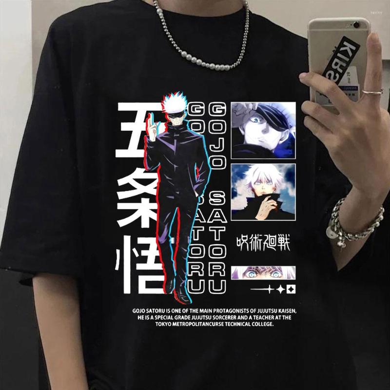 

Men' T Shirts Japanese Anime Jujutsu Kaisen Graphic T-Shirt Cool Satoru Gojou Cartoon Men Summer Short Sleeve Tshirt Women' Oversized, Black