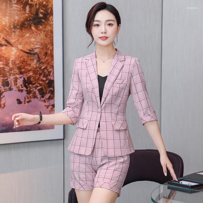 

Women' Two Piece Pants Women' 2022 Women 2 Set Suit Blazer And Trousers For Career Interview OL Styles Professional Blazers Shorts, Grey shorts suits
