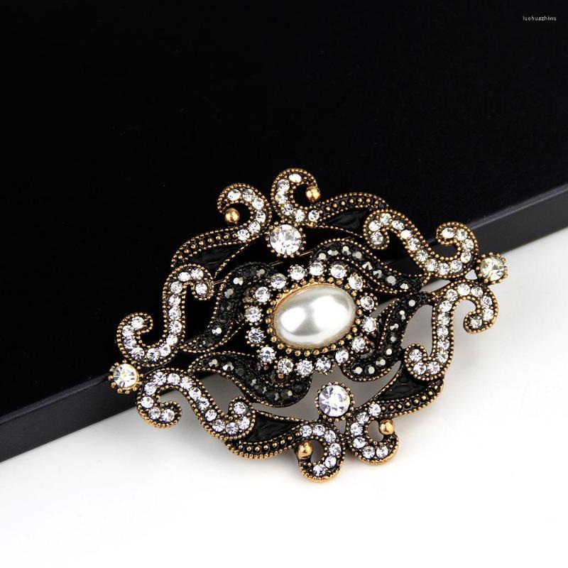 

Brooches Sunspicems Elegant Turkish Resin Brooch Pin For Women Arabesque Wedding Jewelry Antique Gold Color Crystal Bridal Gift