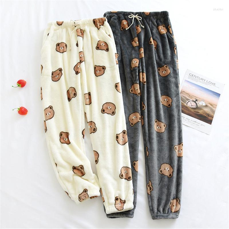 

Women's Sleepwear Women's Flannel Pajama Pants Men And Women Winter Couple Lounge Wea Casual Soft Warm Homewear Plus Velvet Coral, Women gray
