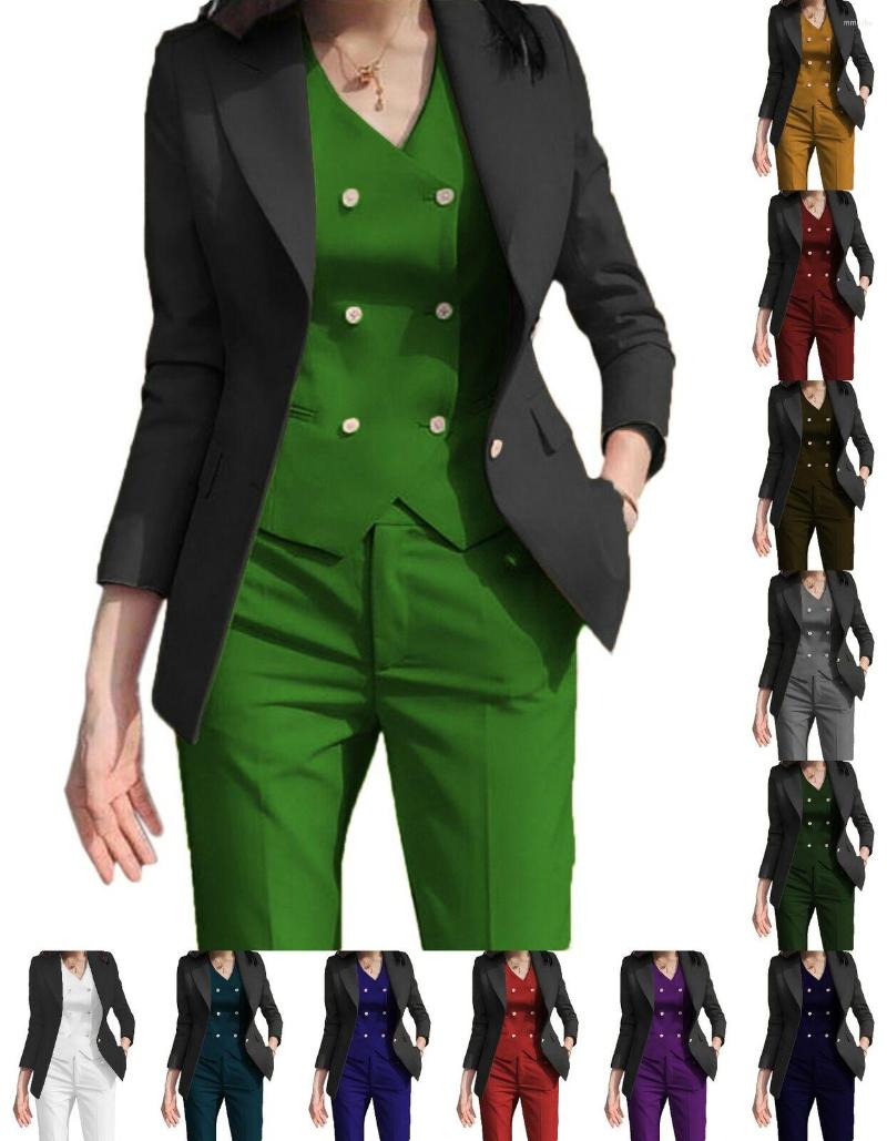 

Men's Vests Women's Pants Suit Business Slim Fit Work Wear 3-piece Tuxedo Blazer Vest, Khaki