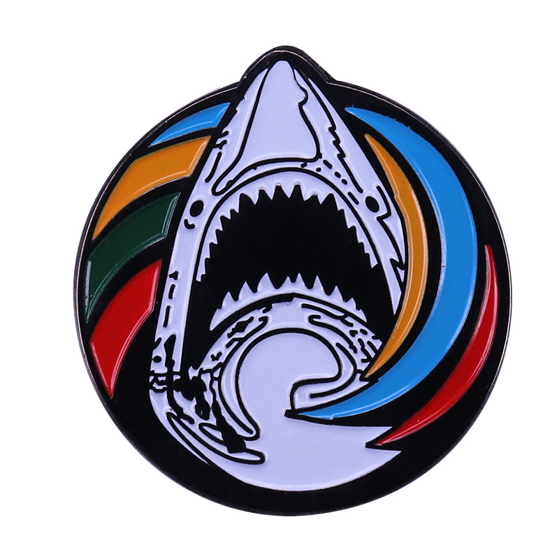 

Scary Shark Cartoon Brooch Metal Enamel Lapel Badge Collect Denim Jacket Backpack Pin Decoration Given Friends And Fans Gifts, Color #1