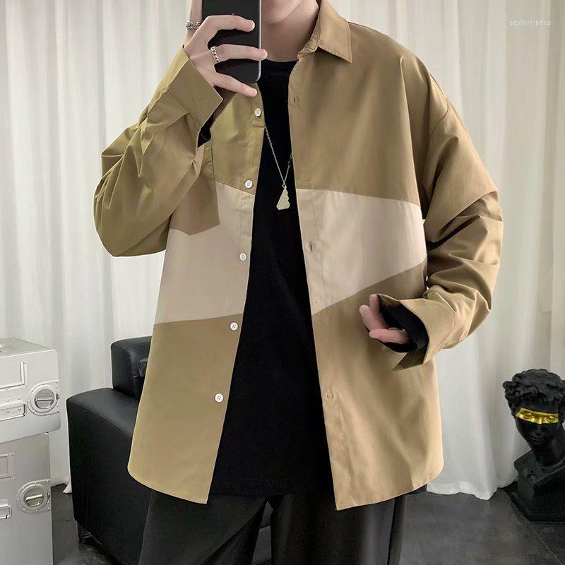

Men's Casual Shirts 2022 Shirt Men Men's Top Loose Fashion Color Matching Personality Chinese Clothing, Gray