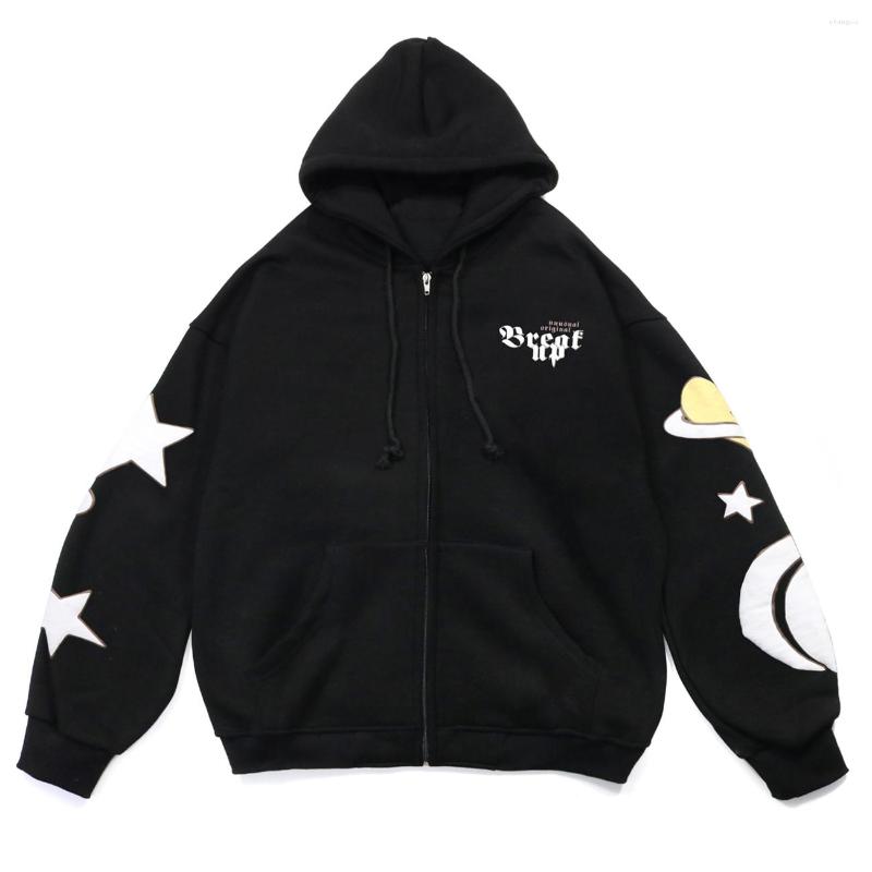 

Men' Hoodies LACIBLE Hip Hop Streetwear Men Pockets Zipper Hooded Jacket Funny Graphic Casual Hoodie Sweatshirts Loose Unisex Hoody Tops, Black