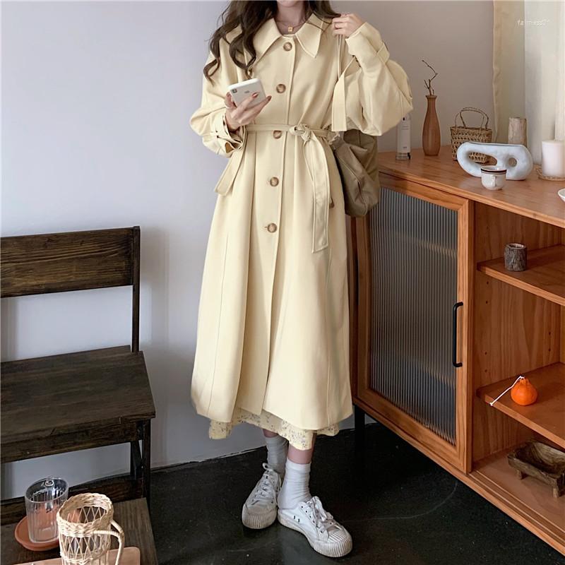 

Women's Trench Coats Women Long Top Korean 2022Autumn Elegant Single-Breasted Vintage Windbreaker Jacket Loose Overcoat Belted Coat, Floral dress