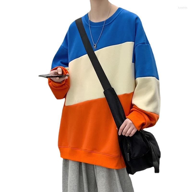 

Men' Hoodies Spring Man Patchwork Hooded Sweatshirt Colorful Streetwear Plus Size O-neck Japanese, Black