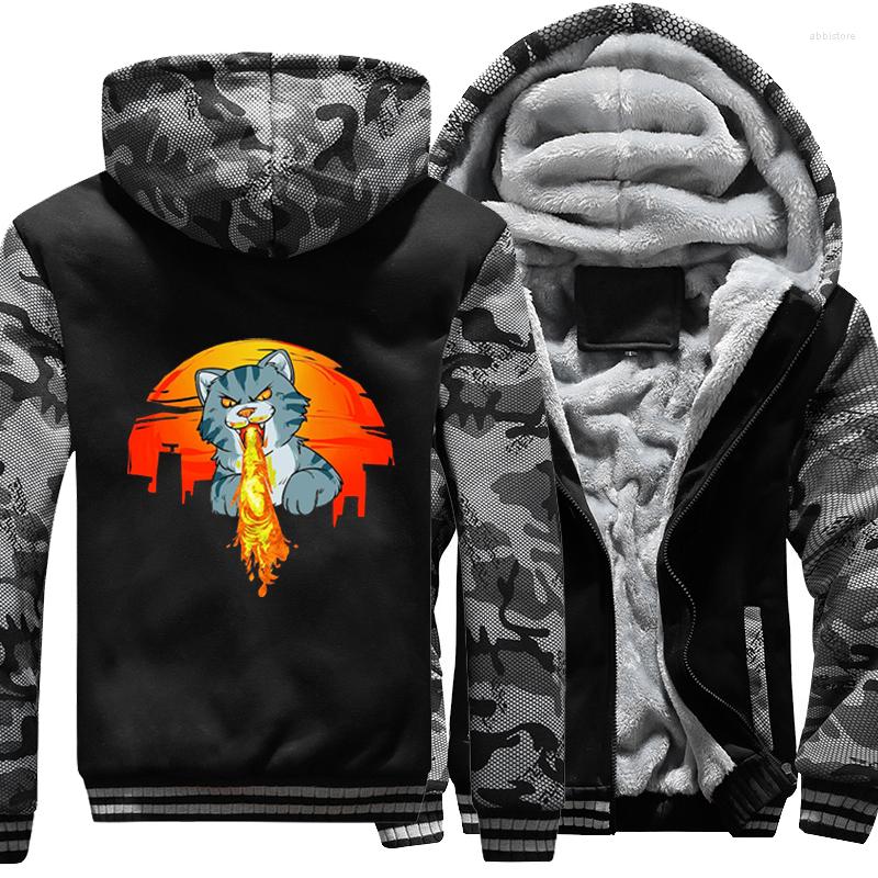 

Men's Jackets Bad Cattitude Winter Jacket Streetwear Men Warm Thicken Hoodies Camouflage Fleece Zip Up Hoodie Sweatshirts Hooded Coat, Blue white z